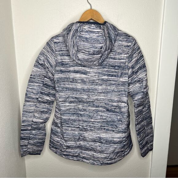 New Lole x Allied Feather and Down Purple & Blue Striped Jacket Womens size S - Picture 3 of 10